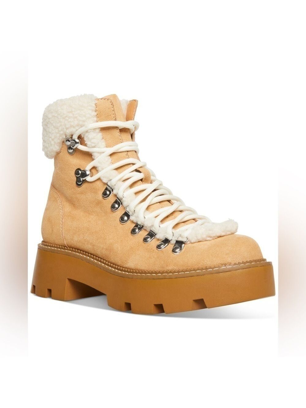 Steve Madden Cycloneee Womens Faux Leather Block Heel Hiking Boots